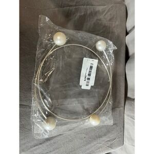 2Pc Silver Metal Curtain Tiebacks with Large Faux Pearl Accents Window Holdbacks